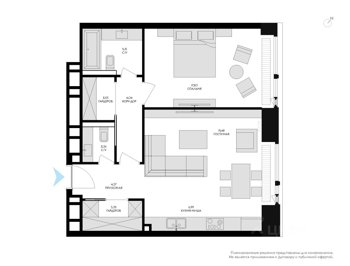 Baibol - 2-комн. квартира, 67,31 м²