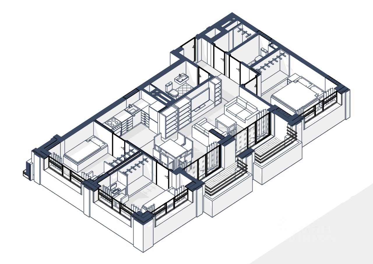 Baibol - 3-комн. квартира, 84,14 м²