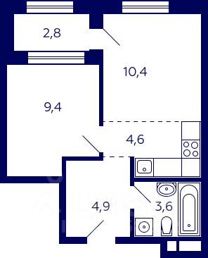 Baibol - 1-комн. квартира, 34,13 м²