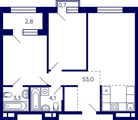 Baibol - 2-комн. квартира, общая площадь 62 м²